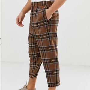 Plaid wool dress pants